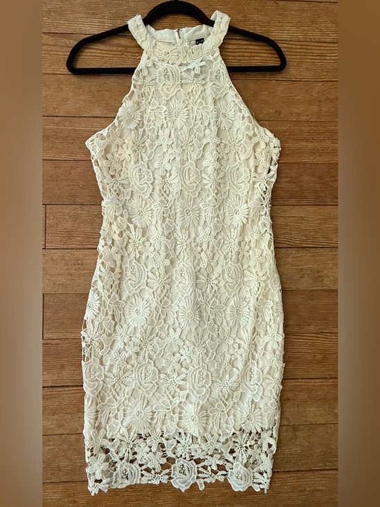 Windsor Dresses & Skirts - Windsor Cream Lace Halter Mini Dress